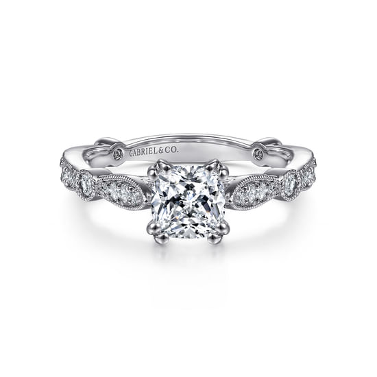 Gabriel - 14K White Gold Cushion Cut Diamond Engagement Ring