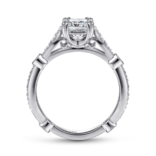 14K White Gold Cushion Cut Diamond Engagement Ring