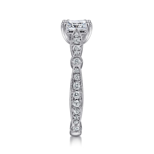 14K White Gold Cushion Cut Diamond Engagement Ring