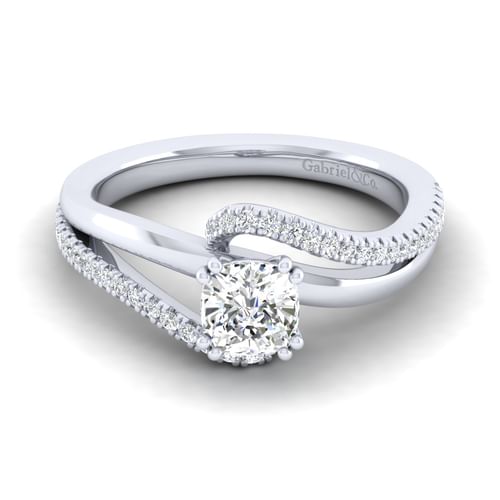 14K White Gold Cushion Cut Diamond Engagement Ring