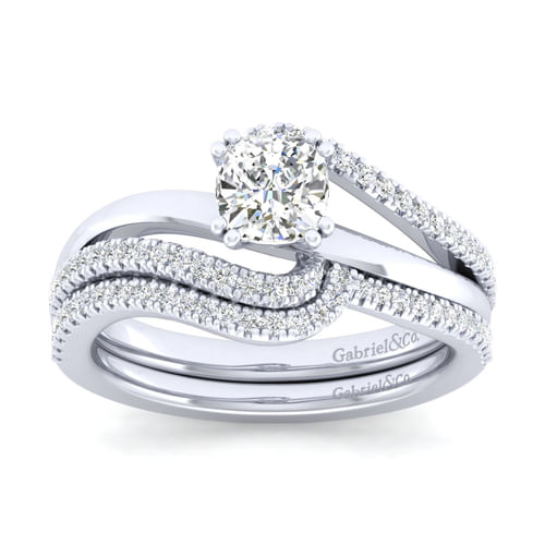 14K White Gold Cushion Cut Diamond Engagement Ring