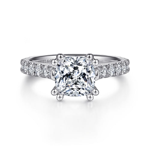 14K White Gold Cushion Cut Diamond Engagement Ring