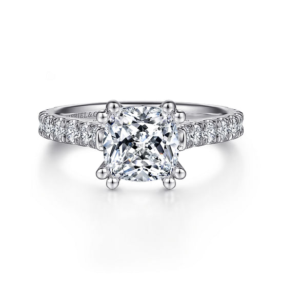 Gabriel - 14K White Gold Cushion Cut Diamond Engagement Ring