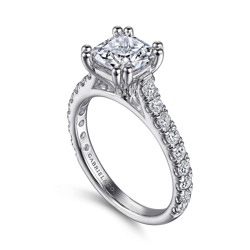 14K White Gold Cushion Cut Diamond Engagement Ring