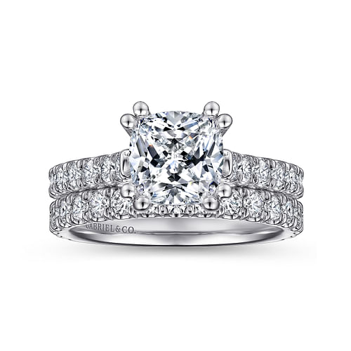 14K White Gold Cushion Cut Diamond Engagement Ring