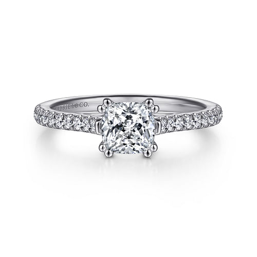 14K White Gold Cushion Cut Diamond Engagement Ring