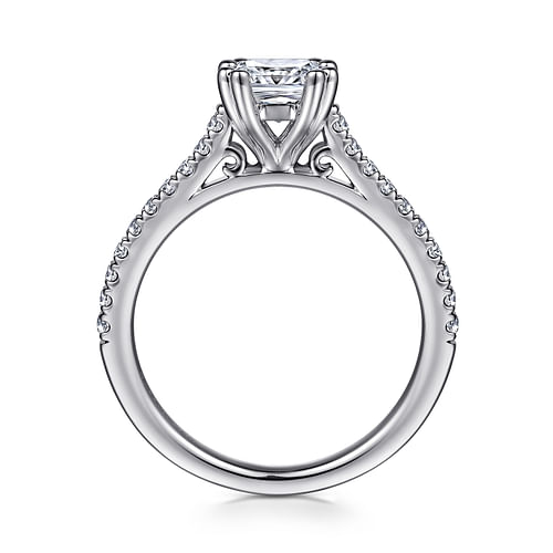 14K White Gold Cushion Cut Diamond Engagement Ring