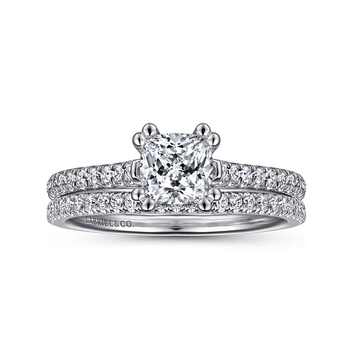 14K White Gold Cushion Cut Diamond Engagement Ring