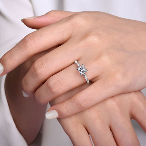 14K White Gold Cushion Cut Diamond Engagement Ring