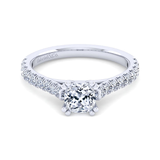 Gabriel - 14K White Gold Cushion Cut Diamond Engagement Ring