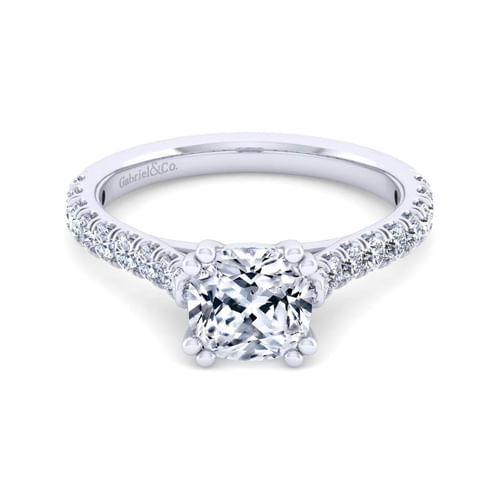 14K White Gold Cushion Cut Diamond Engagement Ring