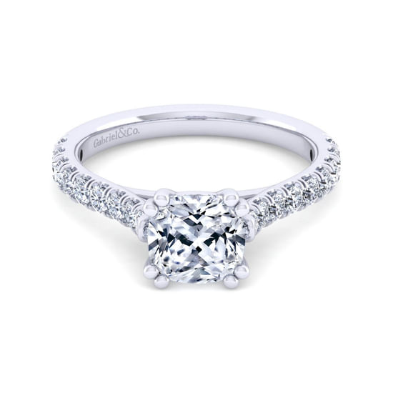 Gabriel - 14K White Gold Cushion Cut Diamond Engagement Ring
