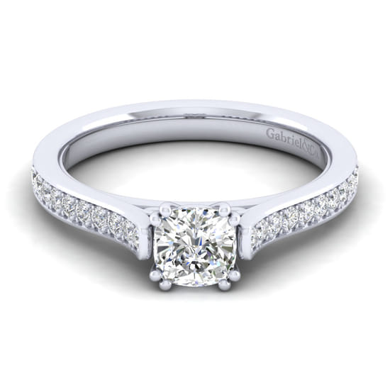 Gabriel - 14K White Gold Cushion Cut Diamond Engagement Ring