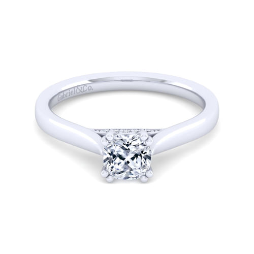 14K White Gold Cushion Cut Diamond Engagement Ring
