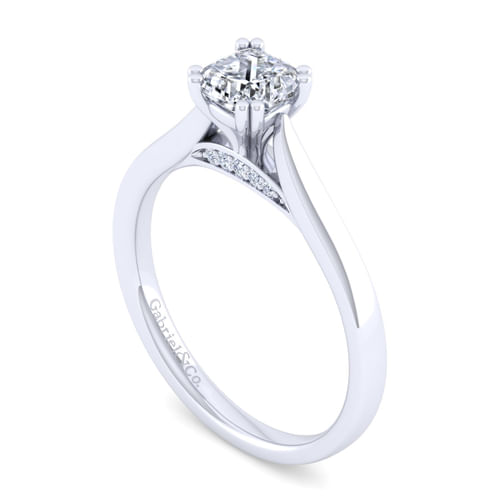 14K White Gold Cushion Cut Diamond Engagement Ring