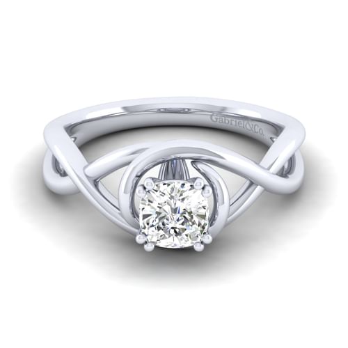 14K White Gold Cushion Cut Diamond Engagement Ring