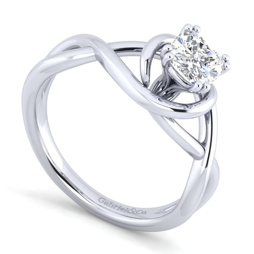 14K White Gold Cushion Cut Diamond Engagement Ring