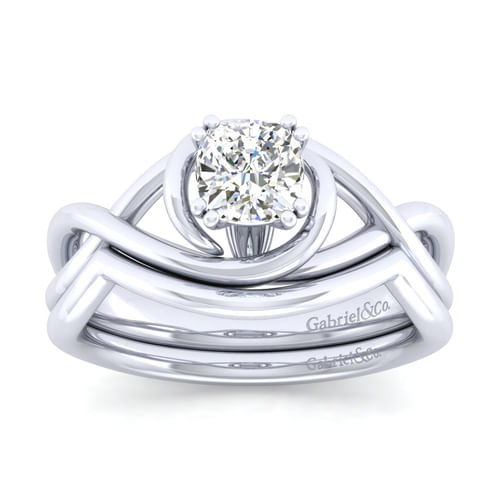 14K White Gold Cushion Cut Diamond Engagement Ring
