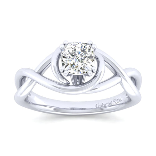 14K White Gold Cushion Cut Diamond Engagement Ring