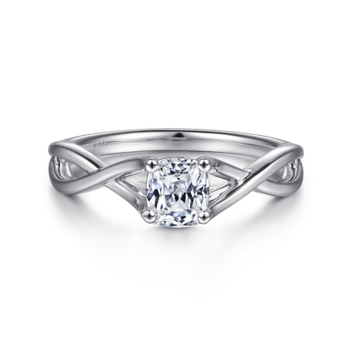 14K White Gold Cushion Cut Diamond Engagement Ring