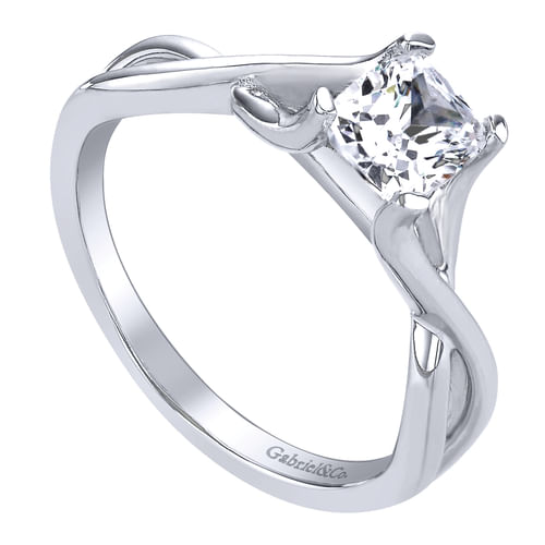 14K White Gold Cushion Cut Diamond Engagement Ring