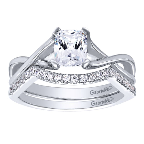 14K White Gold Cushion Cut Diamond Engagement Ring