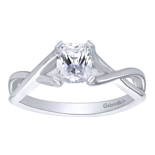 14K White Gold Cushion Cut Diamond Engagement Ring