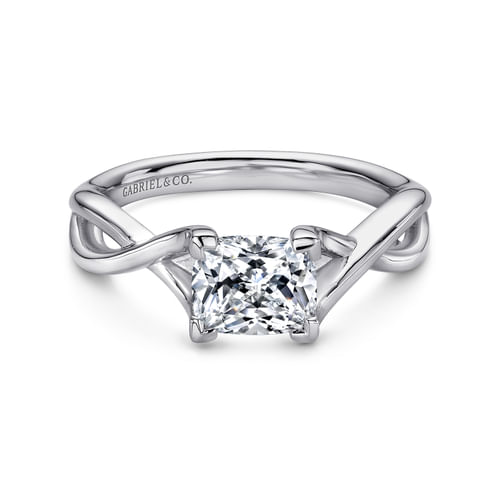 14K White Gold Cushion Cut Diamond Engagement Ring