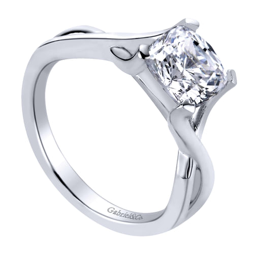 14K White Gold Cushion Cut Diamond Engagement Ring