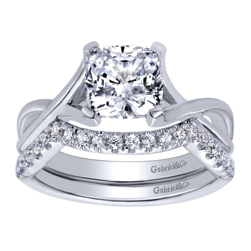 14K White Gold Cushion Cut Diamond Engagement Ring