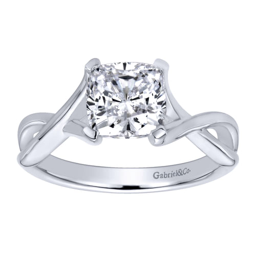 14K White Gold Cushion Cut Diamond Engagement Ring