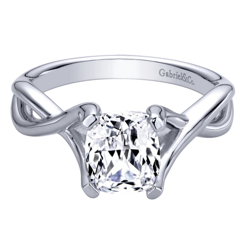 14K White Gold Cushion Cut Diamond Engagement Ring