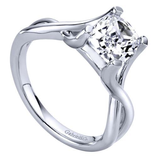 14K White Gold Cushion Cut Diamond Engagement Ring