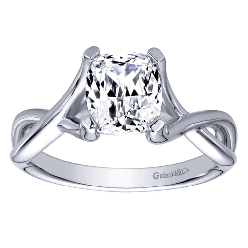 14K White Gold Cushion Cut Diamond Engagement Ring