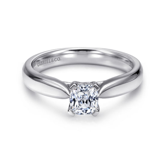 Gabriel - 14K White Gold Cushion Cut Diamond Engagement Ring