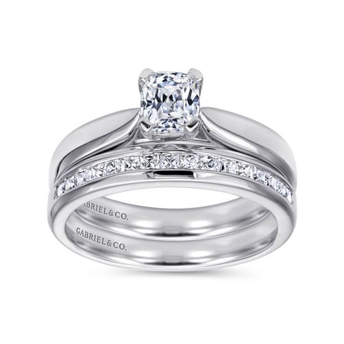 14K White Gold Cushion Cut Diamond Engagement Ring