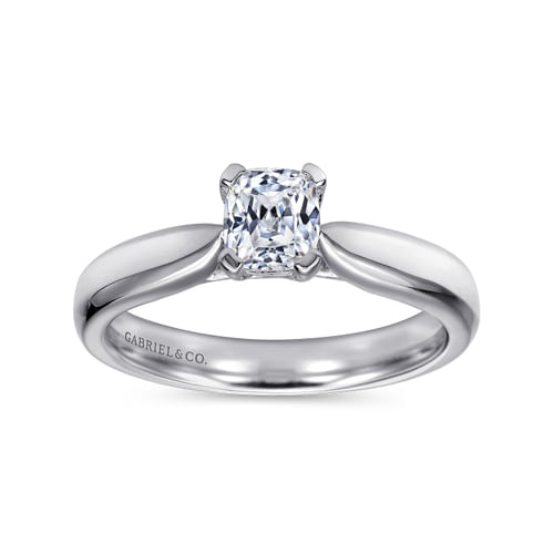 14K White Gold Cushion Cut Diamond Engagement Ring