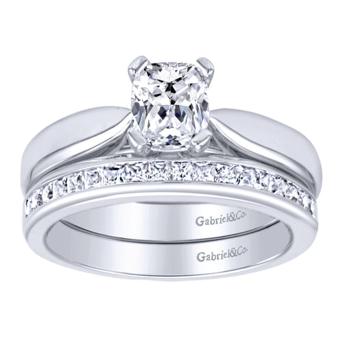 14K White Gold Cushion Cut Diamond Engagement Ring