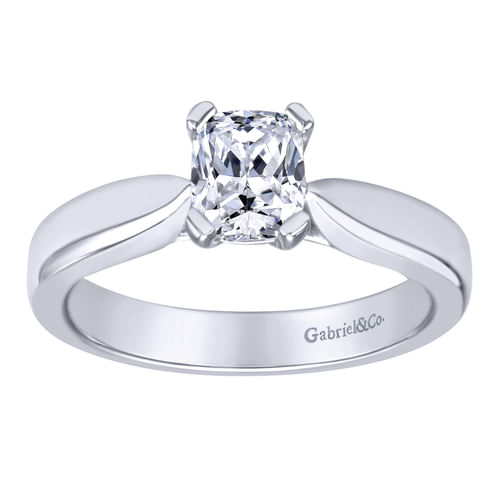 14K White Gold Cushion Cut Diamond Engagement Ring