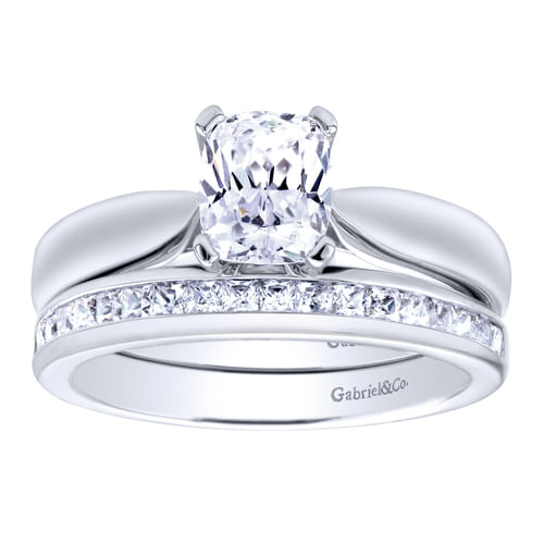 14K White Gold Cushion Cut Diamond Engagement Ring
