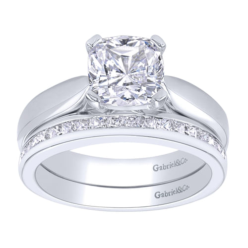 14K White Gold Cushion Cut Diamond Engagement Ring