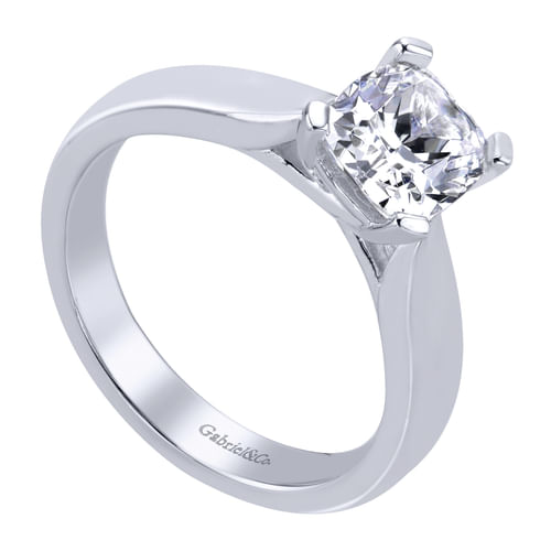 14K White Gold Cushion Cut Diamond Engagement Ring