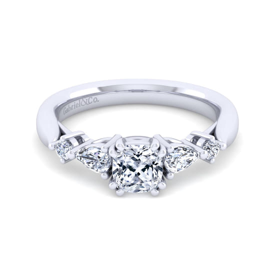 Gabriel - 14K White Gold Cushion Cut Five Stone Diamond Engagement Ring