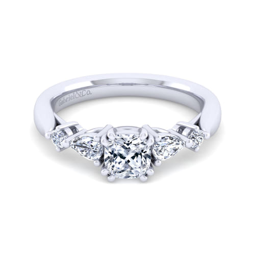14K White Gold Cushion Cut Five Stone Diamond Engagement Ring 14K White Gold Cushion Cut Five Stone Diamond Engagement Ring