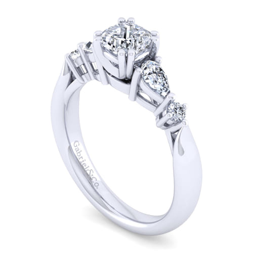 14K White Gold Cushion Cut Five Stone Diamond Engagement Ring 14K White Gold Cushion Cut Five Stone Diamond Engagement Ring