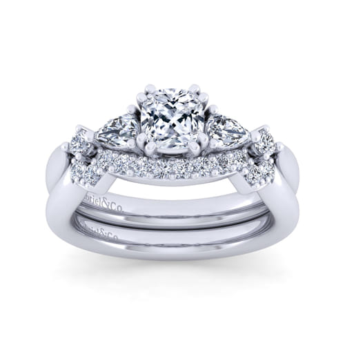 14K White Gold Cushion Cut Five Stone Diamond Engagement Ring 14K White Gold Cushion Cut Five Stone Diamond Engagement Ring