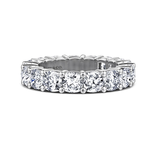 14K White Gold Cushion Cut Shared Prong Diamond Eternity Band