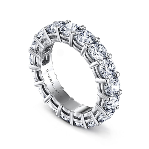 14K White Gold Cushion Cut Shared Prong Diamond Eternity Band