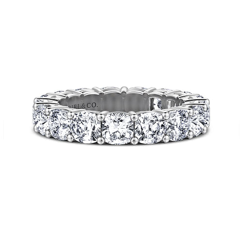 14K White Gold Cushion Cut Shared Prong Diamond Eternity Band