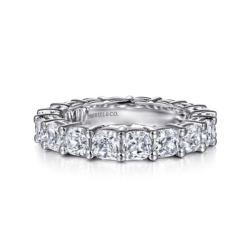 14K White Gold Cushion Cut Shared Prong Diamond Eternity Band